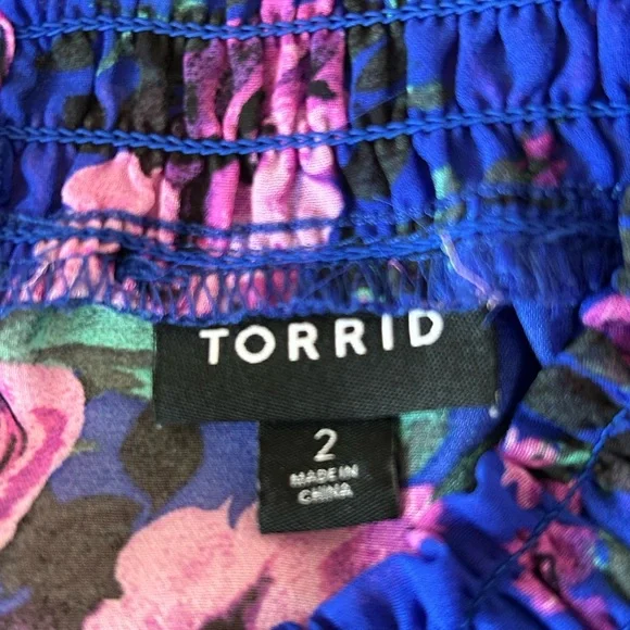 Torrid Blue & Purple Floral Sheer Dress - Picture 9 of 10
